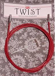 ChiaoGoo Twist 30" Small Red Lace Interchangeable Cable 30"/75 cm for Small Tips with locking key.